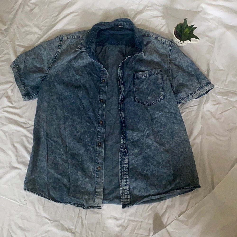 Forever 21 MENS Denim Button Down Sz XL